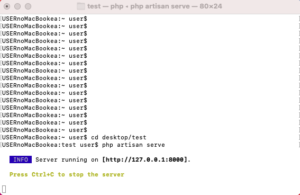 php_artisan_serveのターミナル画像